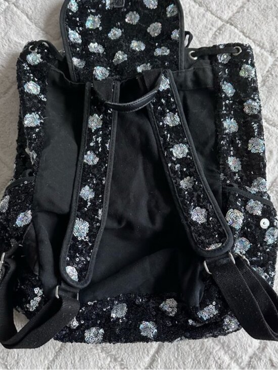 Victoria\'s Secret PINK | Black & White Sequin Polka Dot Backpack main image 9